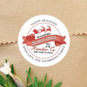 レトロな赤いトナカイのクリスマスカスタム ラウンドシール