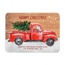 レトロな赤いトラックのクリスマスツリー