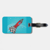レトロな赤いロケット宇宙船 銀河 ラゲッジタグ (裏面横)