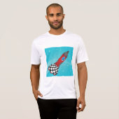 レトロな赤い宇宙船の宇宙銀河 Tシャツ (正面フル)
