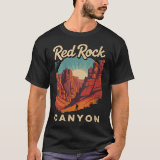レトロな赤い岩の渓谷 ネバダのお土産テーマ Tシャツ