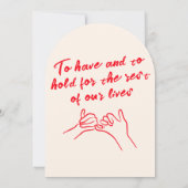 レトロな赤い手描きユニークで風変わりなウェディング 招待状 (裏面)