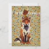 レトロな赤い狐とフクロウの誕生日招待状 招待状 (裏面)