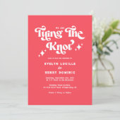 レトロな赤い結婚式 "We are Tying the knot" 招待状 (スタンド正面)