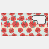 レトロな赤い花柄のスマホケース SAMSUNG GALAXYケース (裏面横)