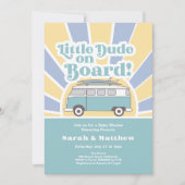 レトロな赤ちゃんシャワーをボード上のリトルドゥード 招待状 (正面)