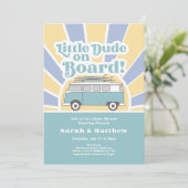 レトロな赤ちゃんシャワーをボード上のリトルドゥード 招待状 (スタンド正面)