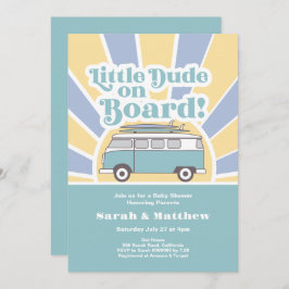 レトロな赤ちゃんシャワーをボード上のリトルドゥード 招待状