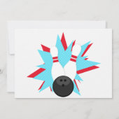 レトロな赤とアクアブルーのボウリングパーティー招待状 招待状 (裏面)