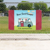 レトロな赤とターコイズのキャンパーバナー 横断幕 (インサイチュ)