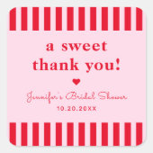 レトロな赤とピンクのウェディングシャワー感謝祭のお礼 スクエアシール (正面)
