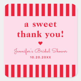 レトロな赤とピンクのウェディングシャワー感謝祭のお礼 スクエアシール