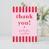 レトロな赤とピンクのストライプ - 将来のMrs. サンキューカード (スタンド正面)