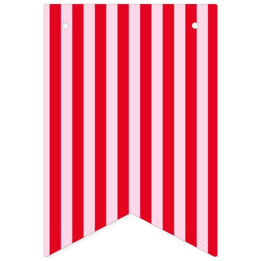 レトロな赤とピンクのストライプ 新婦になるための結婚前お茶会 バンティングフラッグ (第1の旗)