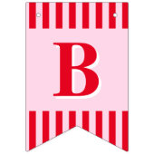 レトロな赤とピンクのストライプ 新婦になるための結婚前お茶会 バンティングフラッグ (第3の旗)