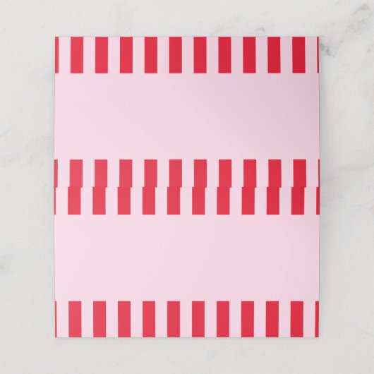 レトロな赤とピンクのストライプ 結婚前お祝いの名前 プレイスカード (外部開封)