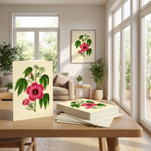 レトロな赤とピンクの花のイラスト