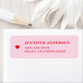 レトロな赤とピンクの花嫁シャワー 返信住所 ラベル (インサイチュ)