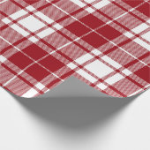 レトロな赤と白のクリスマスと新年のタータン・プレイド ラッピングペーパー (角)
