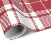 レトロな赤と白のクリスマスと新年のタータン・プレイド ラッピングペーパー (ロールコーナー)