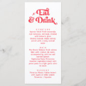 レトロな赤と白の結婚式のEat & Drink メニュー (正面)