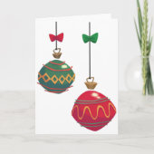 レトロな赤と緑のクリスマスオーナメント シーズンカード (正面)