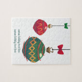 レトロな赤と緑のクリスマスオーナメント ジグソーパズル (横)