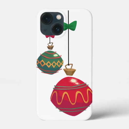 レトロな赤と緑のクリスマスオーナメント Case-Mate iPhoneケース (裏面)