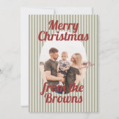 レトロな赤と緑のストライプ ボーホー オーバル フォト クリスマス (正面)