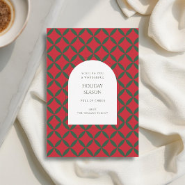 レトロな赤と緑のミッドセンチュリー モダン ホリデー カード