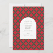 レトロな赤と緑のミッドセンチュリー モダン ホリデー カード (正面)