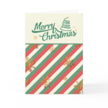 レトロな赤と緑の縦じまに金の雪の結晶