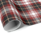 レトロな赤と黒のクリスマスと新年のタータン・プレイド ラッピングペーパー (ロールコーナー)