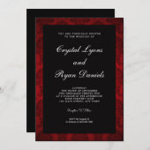 レトロな赤と黒の結婚式招待状 招待状 (正面/裏面)