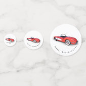 レトロな赤のコンバーチブルコルベット コンフェッティ (正面)