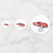 レトロな赤のコンバーチブルコルベット コンフェッティ (裏面)