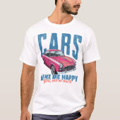 レトロな車が好きな人必見!ピンクのクラシックカーTシャツ Tシャツ (正面)