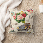 レトロな車でシームレスなパリヴィンテージの背景、  クッション (ブランケット)