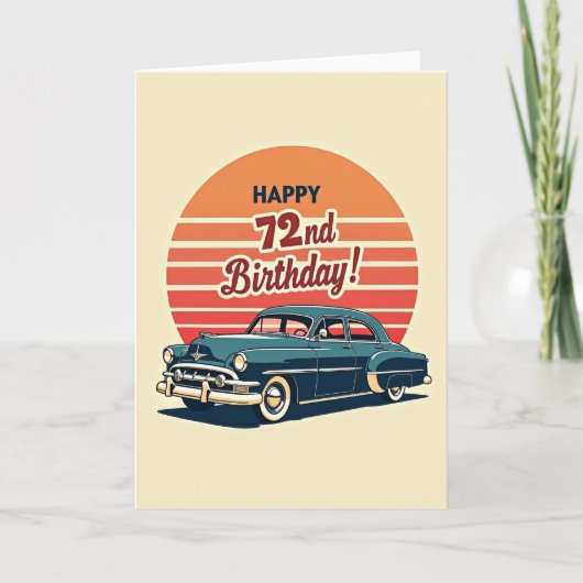 レトロな車の誕生日カード カード (正面)