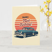 レトロな車の誕生日カード カード (黄色い花)