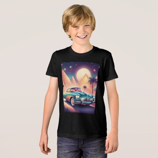 レトロな車のTシャツデザイン トライブレンドTシャツ (正面全面)
