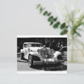 レトロな車エクスカリバーの白黒カード ポストカード (スタンド正面)