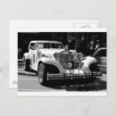 レトロな車エクスカリバーの白黒カード ポストカード (正面/裏面)