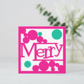 レトロな輝きのホットピンクとグリーンのクリスマス シーズンカード (スタンド正面)