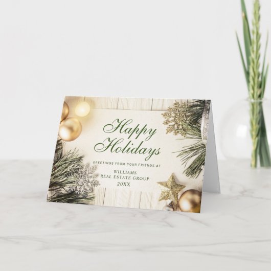 レトロな農村風クリスマスオーナメント企業向け年賀状 シーズンカード (正面)