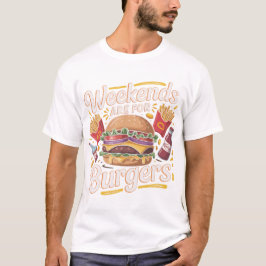 レトロな週末バーガーラバーのタイポグラフィーデザイン Tシャツ