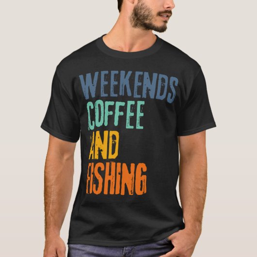 レトロな週末 コーヒーと釣りが楽しめる一枚 Tシャツ (正面)