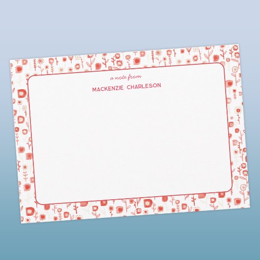 レトロな野の花の楽しいピンクのオーダーメイド ノートカード