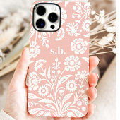 レトロな野の花 ソフトコーラル フローラルモノグラム Case-Mate iPhoneケース