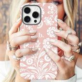 レトロな野の花 ソフトコーラル フローラルモノグラム Case-Mate iPhoneケース
